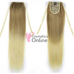 Extensie de par coada dreapta cu snur si pini 65  cm  Ombre Saten deschis cu Blond Platinat CYF715488B10#